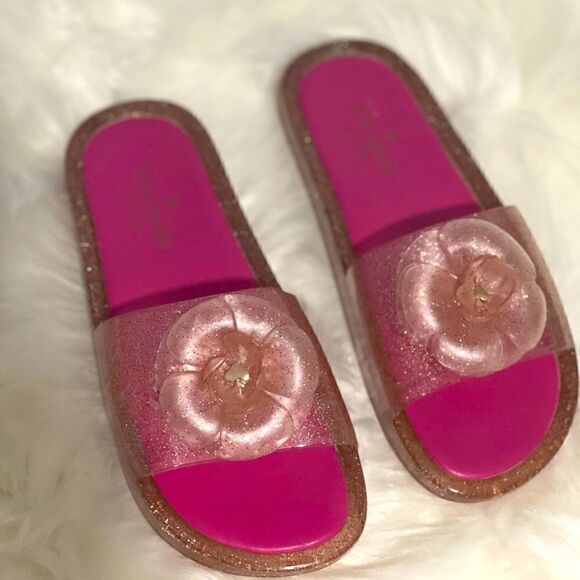 Kate spade pink glitter jelly slides 7 - Picture 1 of 9